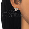 Arete Dormilona 02.336.0113.1 Plata Rodinada, Diseño de Mariposa, con Micro Pave Blanca, Pulido, Tono Rosado
