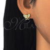 Arete Dormilona 02.336.0113.2 Plata Rodinada, Diseño de Mariposa, con Micro Pave Blanca, Pulido, Tono Dorado
