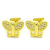 Arete Dormilona 02.336.0113.2 Plata Rodinada, Diseño de Mariposa, con Micro Pave Blanca, Pulido, Tono Dorado