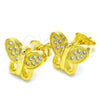 Arete Dormilona 02.336.0113.2 Plata Rodinada, Diseño de Mariposa, con Micro Pave Blanca, Pulido, Tono Dorado