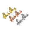 Arete Dormilona 02.336.0113.2 Plata Rodinada, Diseño de Mariposa, con Micro Pave Blanca, Pulido, Tono Dorado