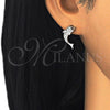 Arete Dormilona 02.336.0116 Plata Rodinada, Diseño de Delfín, con Zirconia Cubica Blanca y Negro, Pulido, Rodinado