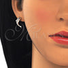 Arete Dormilona 02.336.0116.1 Plata Rodinada, Diseño de Delfín, con Zirconia Cubica Blanca y Negro, Pulido, Tono Rosado
