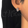 Arete Dormilona 02.336.0117.1 Plata Rodinada, Diseño de Corona, con Zirconia Cubica Blanca, Pulido, Tono Rosado