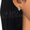Arete Dormilona 02.336.0117.2 Plata Rodinada, Diseño de Corona, con Zirconia Cubica Blanca, Pulido, Tono Dorado
