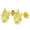 Arete Dormilona 02.336.0117.2 Plata Rodinada, Diseño de Corona, con Zirconia Cubica Blanca, Pulido, Tono Dorado