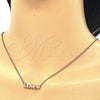 Collares con Dije 04.336.0004.1.16 Plata Rodinada, Diseño de Amor y Corazón, con Zirconia Cubica Blanca, Pulido, Tono Rosado (Grosor 02 MM, 16 Pulgadas de Largo)