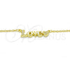 Collares con Dije 04.336.0004.2.16 Plata Rodinada, Diseño de Amor y Corazón, con Zirconia Cubica Blanca, Pulido, Tono Dorado (Grosor 02 MM, 16 Pulgadas de Largo)