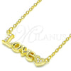 Collares con Dije 04.336.0004.2.16 Plata Rodinada, Diseño de Amor y Corazón, con Zirconia Cubica Blanca, Pulido, Tono Dorado (Grosor 02 MM, 16 Pulgadas de Largo)