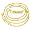 Collares con Dije 04.336.0004.2.16 Plata Rodinada, Diseño de Amor y Corazón, con Zirconia Cubica Blanca, Pulido, Tono Dorado (Grosor 02 MM, 16 Pulgadas de Largo)