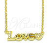 Collares con Dije 04.336.0004.2.16 Plata Rodinada, Diseño de Amor y Corazón, con Zirconia Cubica Blanca, Pulido, Tono Dorado (Grosor 02 MM, 16 Pulgadas de Largo)