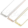 Collares con Dije 04.336.0004.2.16 Plata Rodinada, Diseño de Amor y Corazón, con Zirconia Cubica Blanca, Pulido, Tono Dorado (Grosor 02 MM, 16 Pulgadas de Largo)