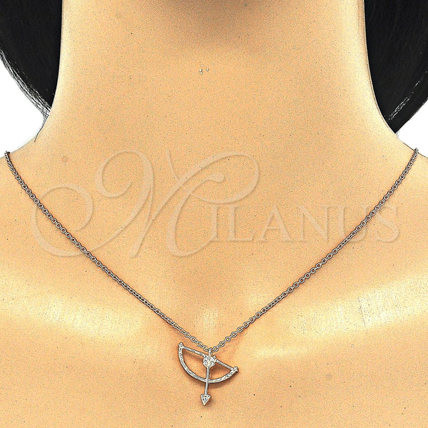 Collares con Dije 04.336.0059.1.16 Plata Rodinada, con Zirconia Cubica Blanca, Pulido, Tono Rosado (Grosor 02 MM, 16 Pulgadas de Largo)
