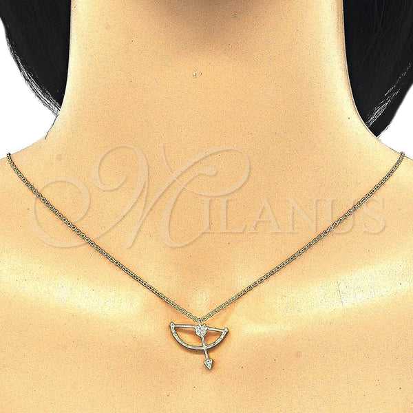 Collares con Dije 04.336.0059.2.16 Plata Rodinada, con Zirconia Cubica Blanca, Pulido, Tono Dorado (Grosor 02 MM, 16 Pulgadas de Largo)