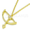 Collares con Dije 04.336.0059.2.16 Plata Rodinada, con Zirconia Cubica Blanca, Pulido, Tono Dorado (Grosor 02 MM, 16 Pulgadas de Largo)