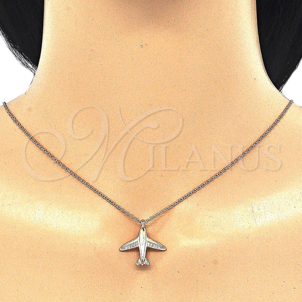 Collares con Dije 04.336.0037.1.16 Plata Rodinada, con Micro Pave Blanca, Pulido, Tono Rosado (Grosor 01 MM, 16 Pulgadas de Largo)