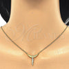 Collares con Dije 04.336.0009.2.16 Plata Rodinada, Diseño de Angel, con Micro Pave Blanca, Pulido, Tono Dorado (Grosor 01 MM, 16 Pulgadas de Largo)