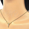 Collares con Dije 04.336.0009.2.16 Plata Rodinada, Diseño de Angel, con Micro Pave Blanca, Pulido, Tono Dorado (Grosor 01 MM, 16 Pulgadas de Largo)