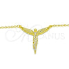 Collares con Dije 04.336.0009.2.16 Plata Rodinada, Diseño de Angel, con Micro Pave Blanca, Pulido, Tono Dorado (Grosor 01 MM, 16 Pulgadas de Largo)