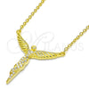 Collares con Dije 04.336.0009.2.16 Plata Rodinada, Diseño de Angel, con Micro Pave Blanca, Pulido, Tono Dorado (Grosor 01 MM, 16 Pulgadas de Largo)