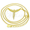 Collares con Dije 04.336.0009.2.16 Plata Rodinada, Diseño de Angel, con Micro Pave Blanca, Pulido, Tono Dorado (Grosor 01 MM, 16 Pulgadas de Largo)
