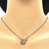 Collares con Dije 04.336.0063.1.16 Plata Rodinada, Diseño de Corazón y Llave, con Zirconia Cubica Blanca y Cristal Blanca, Pulido, Tono Rosado (Grosor 02 MM, 16 Pulgadas de Largo)