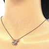 Collares con Dije 04.336.0063.1.16 Plata Rodinada, Diseño de Corazón y Llave, con Zirconia Cubica Blanca y Cristal Blanca, Pulido, Tono Rosado (Grosor 02 MM, 16 Pulgadas de Largo)