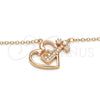 Collares con Dije 04.336.0063.1.16 Plata Rodinada, Diseño de Corazón y Llave, con Zirconia Cubica Blanca y Cristal Blanca, Pulido, Tono Rosado (Grosor 02 MM, 16 Pulgadas de Largo)