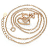 Collares con Dije 04.336.0063.1.16 Plata Rodinada, Diseño de Corazón y Llave, con Zirconia Cubica Blanca y Cristal Blanca, Pulido, Tono Rosado (Grosor 02 MM, 16 Pulgadas de Largo)