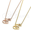 Collares con Dije 04.336.0063.1.16 Plata Rodinada, Diseño de Corazón y Llave, con Zirconia Cubica Blanca y Cristal Blanca, Pulido, Tono Rosado (Grosor 02 MM, 16 Pulgadas de Largo)