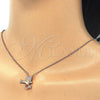 Collares con Dije 04.336.0028.1.16 Plata Rodinada, Diseño de Pajaro, con Zirconia Cubica Blanca, Pulido, Tono Rosado (Grosor 02 MM, 16 Pulgadas de Largo)