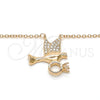 Collares con Dije 04.336.0028.1.16 Plata Rodinada, Diseño de Pajaro, con Zirconia Cubica Blanca, Pulido, Tono Rosado (Grosor 02 MM, 16 Pulgadas de Largo)