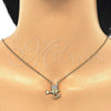 Collares con Dije 04.336.0028.2.16 Plata Rodinada, Diseño de Pajaro, con Zirconia Cubica Blanca, Pulido, Tono Dorado (Grosor 02 MM, 16 Pulgadas de Largo)