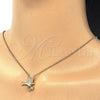Collares con Dije 04.336.0028.2.16 Plata Rodinada, Diseño de Pajaro, con Zirconia Cubica Blanca, Pulido, Tono Dorado (Grosor 02 MM, 16 Pulgadas de Largo)