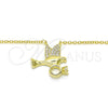 Collares con Dije 04.336.0028.2.16 Plata Rodinada, Diseño de Pajaro, con Zirconia Cubica Blanca, Pulido, Tono Dorado (Grosor 02 MM, 16 Pulgadas de Largo)