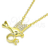 Collares con Dije 04.336.0028.2.16 Plata Rodinada, Diseño de Pajaro, con Zirconia Cubica Blanca, Pulido, Tono Dorado (Grosor 02 MM, 16 Pulgadas de Largo)