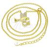 Collares con Dije 04.336.0028.2.16 Plata Rodinada, Diseño de Pajaro, con Zirconia Cubica Blanca, Pulido, Tono Dorado (Grosor 02 MM, 16 Pulgadas de Largo)
