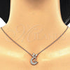 Collares con Dije 04.336.0019.1.16 Plata Rodinada, Diseño de Luna, con Zirconia Cubica Blanca, Pulido, Tono Rosado (Grosor 02 MM, 16 Pulgadas de Largo)