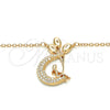 Collares con Dije 04.336.0019.1.16 Plata Rodinada, Diseño de Luna, con Zirconia Cubica Blanca, Pulido, Tono Rosado (Grosor 02 MM, 16 Pulgadas de Largo)