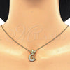 Collares con Dije 04.336.0019.2.16 Plata Rodinada, Diseño de Luna, con Zirconia Cubica Blanca, Pulido, Tono Dorado (Grosor 02 MM, 16 Pulgadas de Largo)