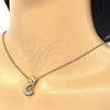 Collares con Dije 04.336.0019.2.16 Plata Rodinada, Diseño de Luna, con Zirconia Cubica Blanca, Pulido, Tono Dorado (Grosor 02 MM, 16 Pulgadas de Largo)