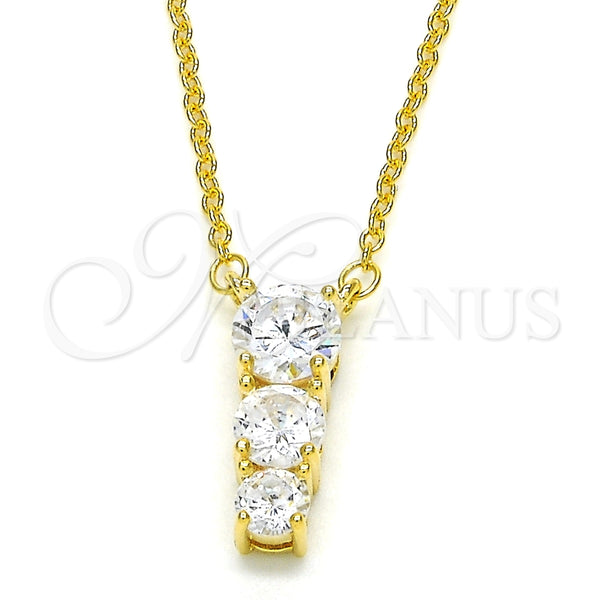 Collares con Dije 04.336.0058.2.16 Plata Rodinada, con Zirconia Cubica Blanca, Pulido, Tono Dorado (Grosor 02 MM, 16 Pulgadas de Largo)
