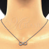 Collares con Dije 04.336.0077.16 Plata Rodinada, Diseño de Infinito y Corazón, con Zirconia Cubica Blanca, Pulido, Rodinado (Grosor 02 MM, 16 Pulgadas de Largo)