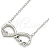 Collares con Dije 04.336.0077.16 Plata Rodinada, Diseño de Infinito y Corazón, con Zirconia Cubica Blanca, Pulido, Rodinado (Grosor 02 MM, 16 Pulgadas de Largo)
