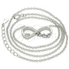 Collares con Dije 04.336.0077.16 Plata Rodinada, Diseño de Infinito y Corazón, con Zirconia Cubica Blanca, Pulido, Rodinado (Grosor 02 MM, 16 Pulgadas de Largo)
