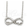 Collares con Dije 04.336.0077.16 Plata Rodinada, Diseño de Infinito y Corazón, con Zirconia Cubica Blanca, Pulido, Rodinado (Grosor 02 MM, 16 Pulgadas de Largo)