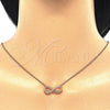 Collares con Dije 04.336.0077.1.16 Plata Rodinada, Diseño de Infinito y Corazón, con Zirconia Cubica Blanca, Pulido, Tono Rosado (Grosor 02 MM, 16 Pulgadas de Largo)