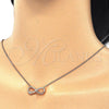 Collares con Dije 04.336.0077.1.16 Plata Rodinada, Diseño de Infinito y Corazón, con Zirconia Cubica Blanca, Pulido, Tono Rosado (Grosor 02 MM, 16 Pulgadas de Largo)