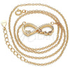 Collares con Dije 04.336.0077.1.16 Plata Rodinada, Diseño de Infinito y Corazón, con Zirconia Cubica Blanca, Pulido, Tono Rosado (Grosor 02 MM, 16 Pulgadas de Largo)