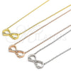 Collares con Dije 04.336.0077.1.16 Plata Rodinada, Diseño de Infinito y Corazón, con Zirconia Cubica Blanca, Pulido, Tono Rosado (Grosor 02 MM, 16 Pulgadas de Largo)